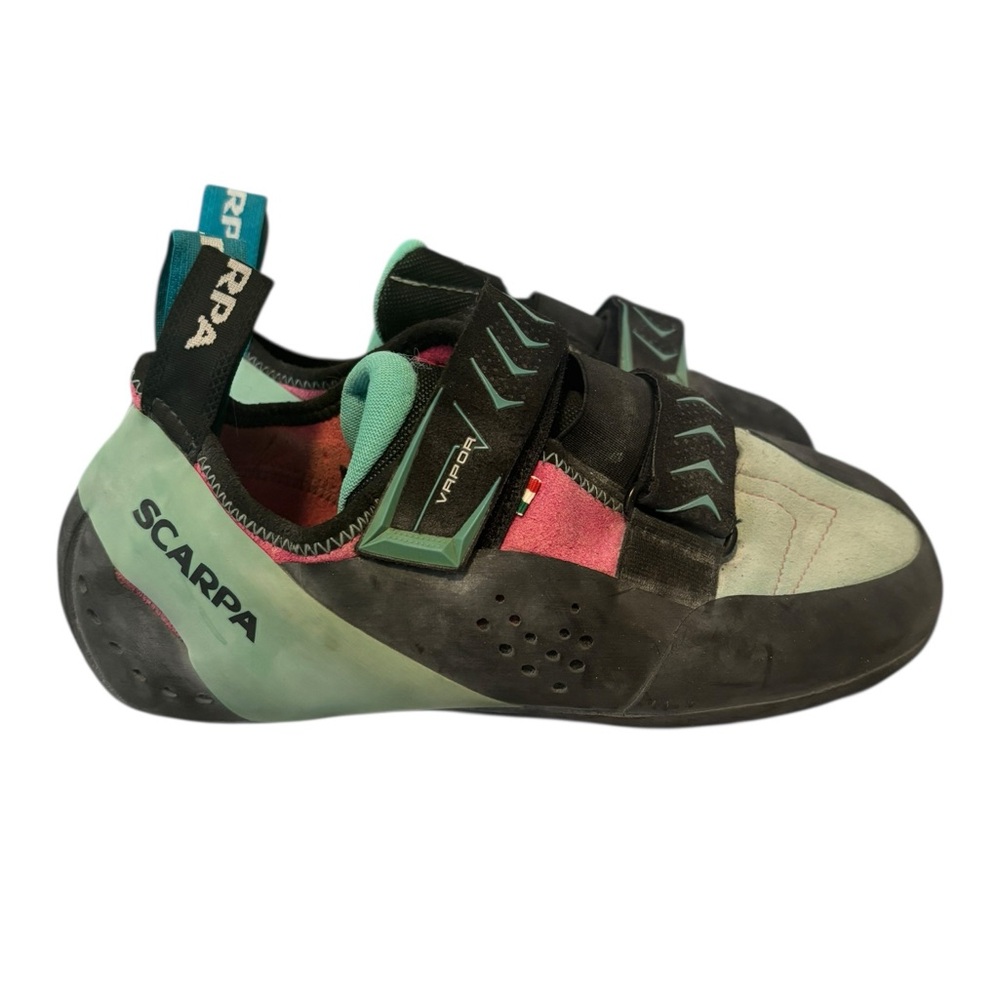 Scarpa 41.5 Vapor V Mint Black Rock Climbing Shoes -Velcro Fit